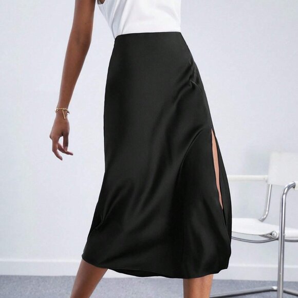 WILA Olive Green Satin Skirt - Picture 2 of 3